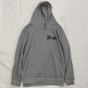 Drake Grey Pullover Hoodie with Black Script Logo
